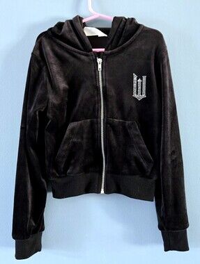Wicked Black Velour Hoodie with Rhinestone Accent (H&M 8-9)